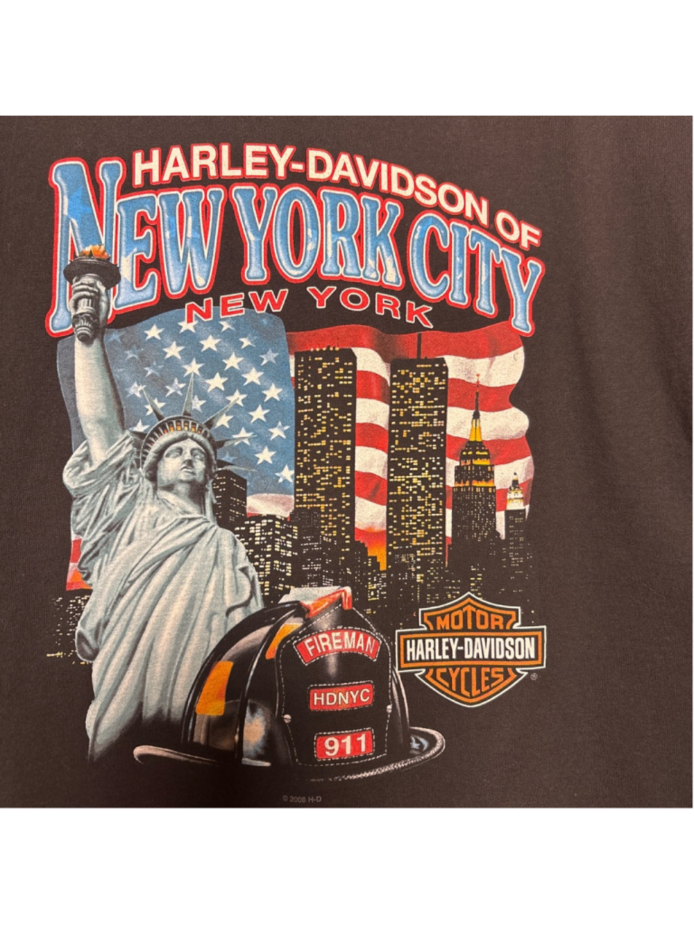Harley-Davidson New York 9-11 vintage tee, NY fireman, Twin Towers, vintage XL